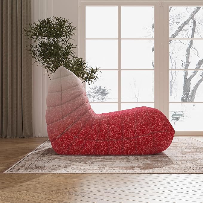 Bean Bag Chair, Fireside Chair Bean Bag Sofa Large Bean Bag Chair for Adults, Bean Bag Chairs for Teens with High Density Comfortable Foam, Memory Foam Bean Bag for Living Room, Bedroom (Pink&White)