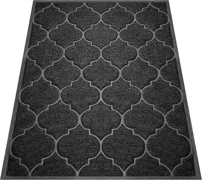 Cosyearn Door Mat, Front Door Mat, 46x35, Welcome Mats for Entryway,Garage,High Traffic Areas, Jumbo Size, Doormat Entrance, Waterproof Mat, Easy Clean, Outdoor Indoor Floor Mat,Non Slip (Black)