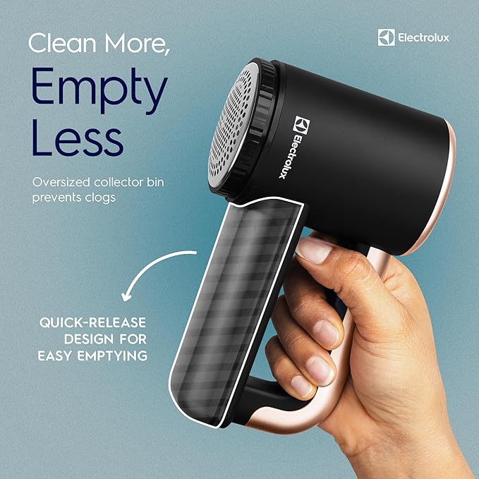 Electrolux Rechargeable Fabric Shaver | 3-Speed Lint Remover for Clothes & Furniture | Eliminates Fuzz & Pilling | Electric Lint Shaver with LED Display & Type-C Fast Charging Port - Black