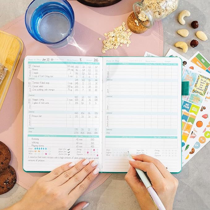 GoGirl Food Journal & Wellness Planner –– Diet & Fitness Diary – Nutrition Journal with Meal, Exercise & Weigh Loss Tracker, A5 (Turquoise)