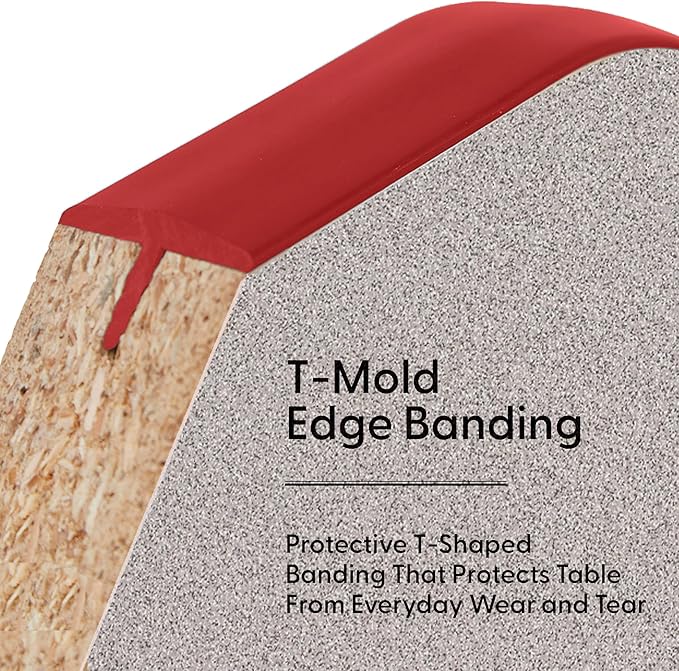 FDP Rectangle Activity School and Kids Classroom Table (24 x 48 inch), Toddler Legs, Adjustable Height 15-24 inches - Gray Top and Red Edge