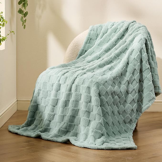 Bedsure GentleSoft Twin Blanket for Bed - Super Soft Cozy Blankets for Women Men Girls, Cute Fuzzy Fleece Throws for Bedroom Couch, Sage Green, 60x80 Inches