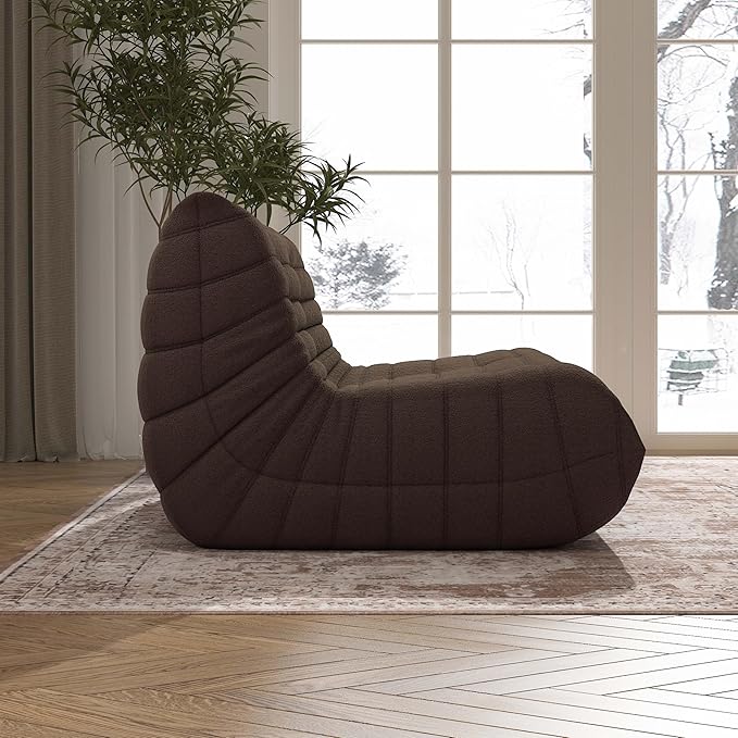 Bean Bag Chair, Loveseat Fireside Chair Bean Bag Sofa Large Bean Bag Chair for Adults, 2 Seater Bean Bag Chairs for Teens with High Density Comfortable Foam, Bean Bag for Living Room, Bedroom(Coffee)