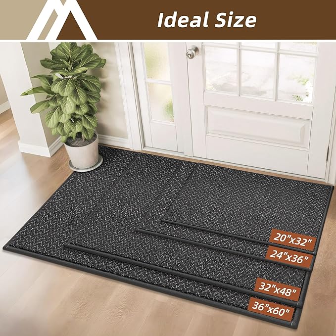 COSY HOMEER-Door-Mat 20" x 32" Non Slip Absorbent Entryway Rugs Dirt Trapper Doormats Washable Entrance Mats Low Pile Welcome Floor Mat for Front Back Door and Entry Mats,Dark Grey