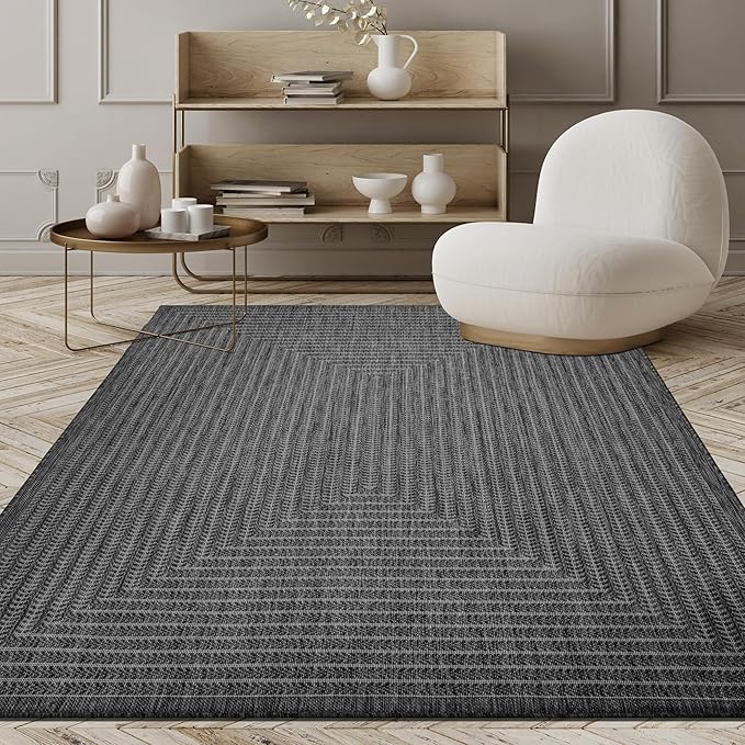 Adiva Rugs Outdoor Indoor Area Rug, Weather Resistant, Easy to Clean, Stain Resistant Floor Mat for Dining Room, Backyard, Deck, Patio (Pebble Weiss, 10' x 14')