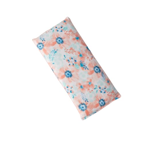 Large Microwave Heating Pad with Flax Seed, Scented or Unscented, Good For Back Pain or Cramps, Moist Heat Therapy or Ice Pack, Microwavable Bean Bag, 6" x 12" (Peach Floral, Peppermint & Chamomile)