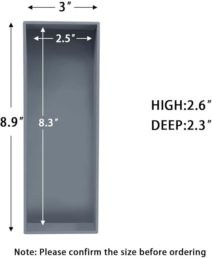 Bamboo Drawer Organizer - Kitchen Utensil Organizer Silverware Tray Cutlery Holder，Office Desk Supplies and Accessories,8.9 * 3 * 2.6,Grey