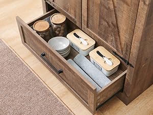 Farmhouse Kitchen Pantry Cabinet - 72" Tall Wood Kitchen Storage Cabinets with Adjustable Shelves & 2 Barn Doors & Drawer, Versatile Storage for Dining Room, Bathroom, Utility Room, Light Brown