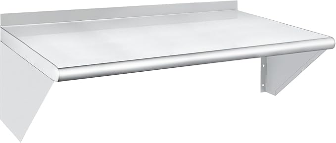 HARDURA Stainless Steel Shelf 18" x 36", 340lb Commercial Shelves Wall Mount Metal Shelving with Backsplash and Brackets for Kitchen, Restaurant, Laundry Room and Home