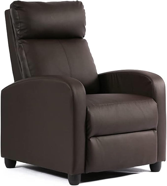 BestMassage | Recliner Chair | No Massage Function | Pu Brown | with Lumbar Support, Adjustable Push Back, Wide Armrests, Footrest & Padded Seat | Easy Assembly | for Living Room, Home Theatre