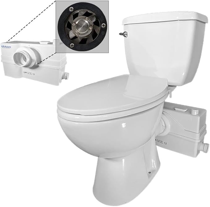 800W/1+HP American Elongated Macerating Toilet Kit with Macerator Pump for Basement Toilet System, 3 - Piece Kit by Lift Assure