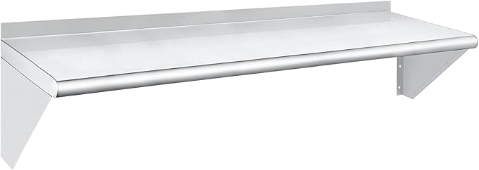 HARDURA Stainless Steel Shelf 14" x 60", 350lb Commercial Shelves Wall Mount Metal Shelving with Backsplash and Brackets for Kitchen, Restaurant, Laundry Room and Home