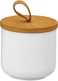 Ceramic Storage Jars, Modern Elegant Highly Polished Airtight Gorgeous Storage Canisters with Wooden Lid Small Food Stroage Jar for Kitchen Spice Tea Vanilla Sugar Coffee Beans (White trumpet)