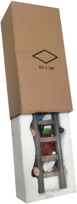 Garden Gnome Statue, Funny Climbing Ladder Gnomes Figurine Resin Sculpture Outdoor Decor for Patio Yard Lawn Porch Ornaments Gift