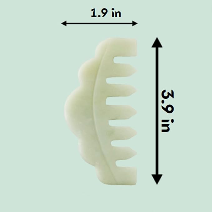 Mount Lai Hand-Carved Natural Jade Gua Sha Scalp Comb – Scalp Massager & Scraping Guasha Tool for Relaxation, Blood Circulation & Cooling