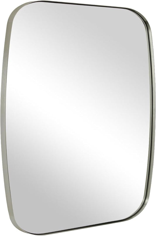 ANDY STAR Brushed Nickel Oblong Mirror, 36x40 Inch Brushed Nickel Oval Mirror for Bathroom with Stainless Steel Metal Frame, Wall Mouned for Bathroom, Living Room, Entryway