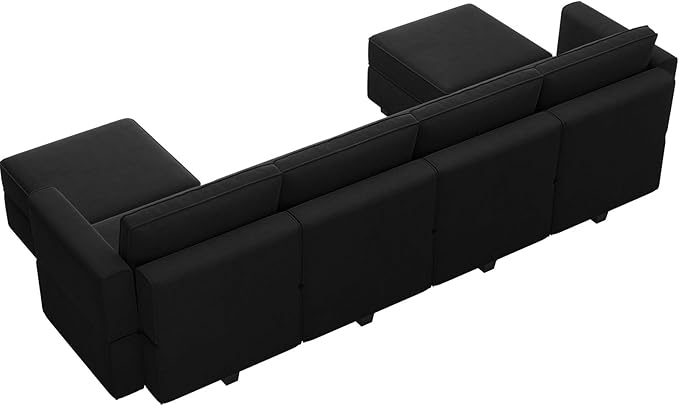 Belffin Modular Sectional Sofa with Reversible Chaises Velvet U Shaped Sectional Couch with Storage Seat Black