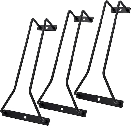 8.8-Inch Wine Glass Rack - Under Cabinet Stemware Wine Glass Holder Glasses Storage Hanger Metal Organizer for Bar Kitchen Black (1 Rows, 3 Pack)