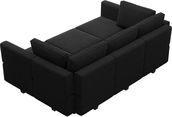 Belffin Modular Velvet Sectional Sofa with Chaise Lounge Sectional Sleeper Sofa with Storage Chaise Sofas Bed Couch for Living Room Black