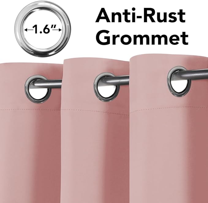 H.VERSAILTEX Ultra Soft Microfiber Thermal Insulated Antique Copper Grommet Blackout Curtains/Window Treatment Draperies 52 by 72 - Inch for Living Room/Bedroom, Set of 2 - Baby Pink
