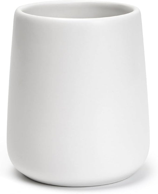 Bathroom Tumbler Cup Ceramic 13.5oz Reusable Toothbrush Cup 400ml, Toothbrush Holder Adequate for Your Bathroom (White)