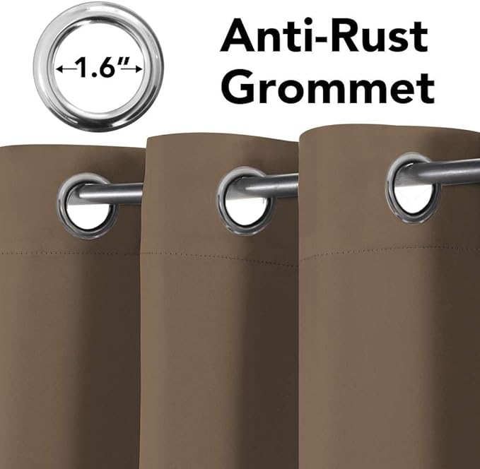 H.VERSAILTEX Blackout Window Curtain Panels Thermal Insulated Room Darkening Solid Grommet Curtains/Drapes for Bedroom Privacy Protection (Set of 2 Panels,52 by 63 Inch Long, Macchiato)