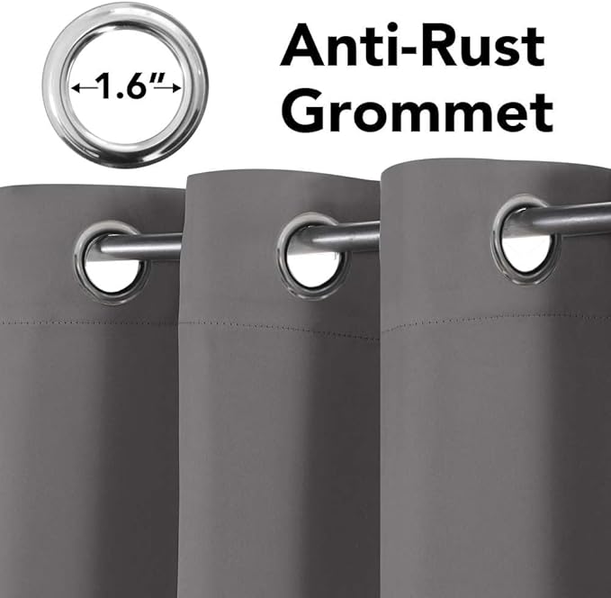 H.VERSAILTEX Blackout Curtains for Bedroom Thermal Insulated Room Darkening Living Room Curtains 63 Inch Long Grommet Privacy Protection Window Curtain Panels/Drapes for Nursery,2 Panels,Grey