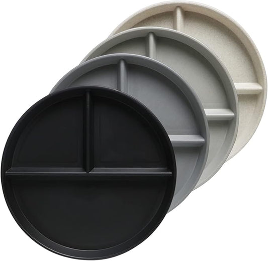 greenandlife 9 Inch (4PCS) Unbreakable Divided Plates for Kids Adults, Dishwasher & Microwave Safe Compartment Plate, Lightweight Reusable Plastic Portion Control Plates, BPA Free and Healthy