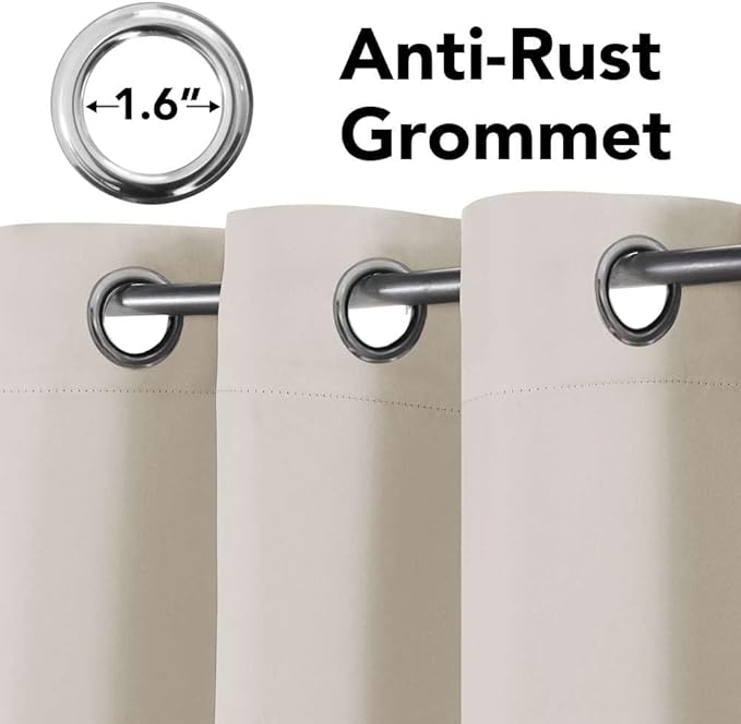 H.VERSAILTEX Room Darkening Curtains for Living Room Light Reducing Thermal Insulated Window Treatment Panels/Drapes Grommet Top 2 Panels (Ivory - 52 x 108 Inches)