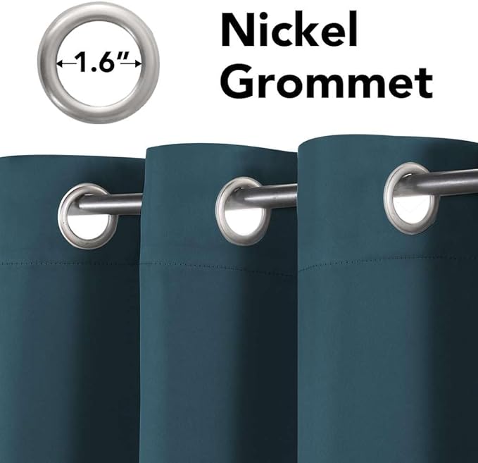 H.VERSAILTEX Premium Blackout Thermal Insulated Room Darkening Curtains for Bedroom/Living Room - Classic Grommet Top (2 Panels, Dark Teal, 52 Inch by 84 Inch)