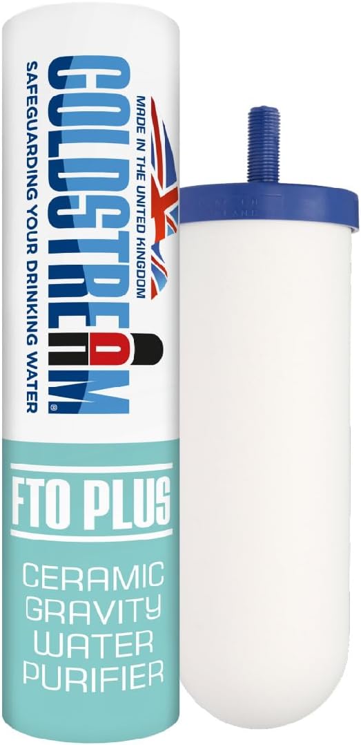 Coldstream FTO Plus Water Filter Cartridge - Dependable for Easy Installation as a Berkey Replacement - Ceramic Gravity Filter For Stainless Steel Systems