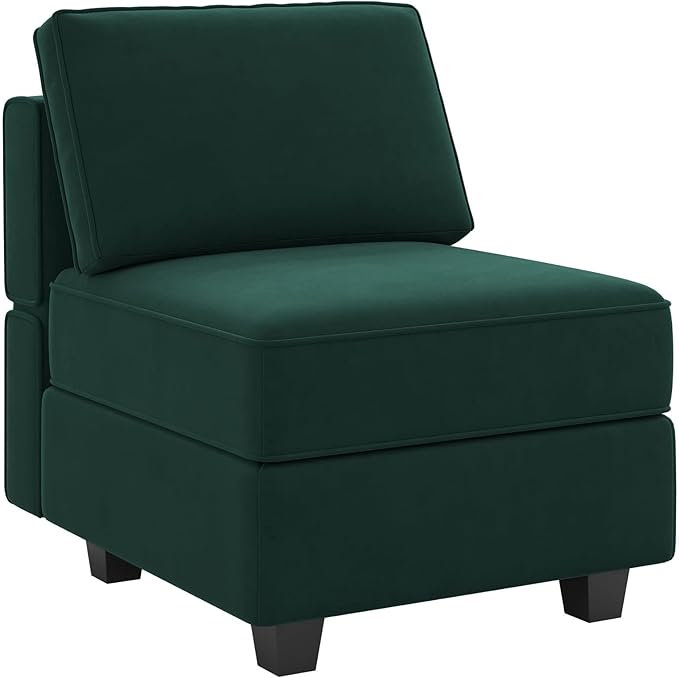 Belffin Modular Sofa Middle Module with Storage for Modular Sectional Sofa Couch Velvet Accent Armless Chair Green