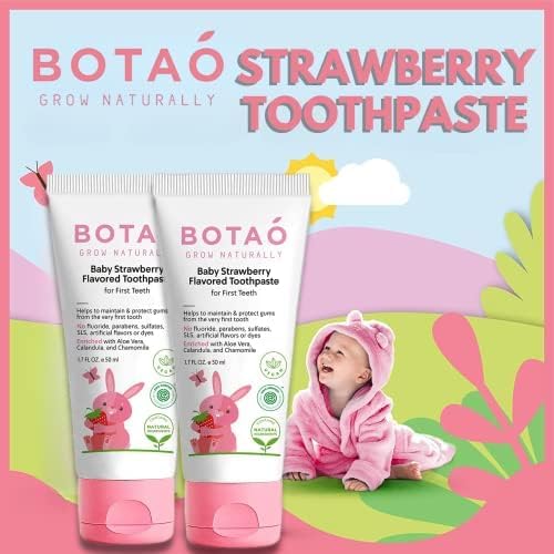 Fluoride Free Toddler Toothpaste | Strawberry Flavored - Training Toothpaste for Toddlers | EWG Verified, Vegan, SLS Free, Safe to Swallow, Aloe Vera (2Pack)