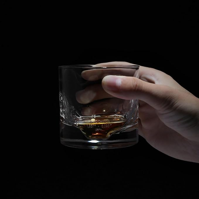 Grand Canyon Heavy Crystal Whiskey Glasses Gift Set of 4, Thick Freezable Bourbon Glass 1lb Each, Premium Whiskey Gifts for Men, Frozen Crystal Chills Cocktails, 10 oz
