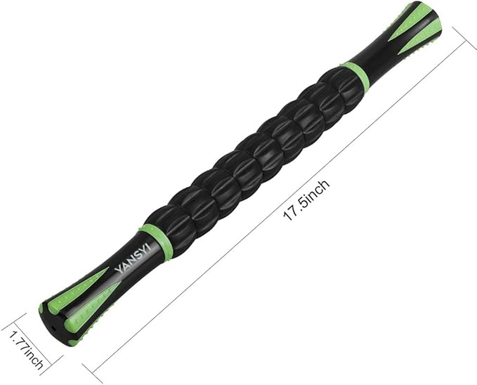 Yansyi Muscle Roller Stick for Athletes - Body Massage Roller Stick - Release Myofascial Trigger Points Reduce Muscle Soreness Tightness Leg Cramps & Back Pain for Physical Therapy & Recovery (Black)