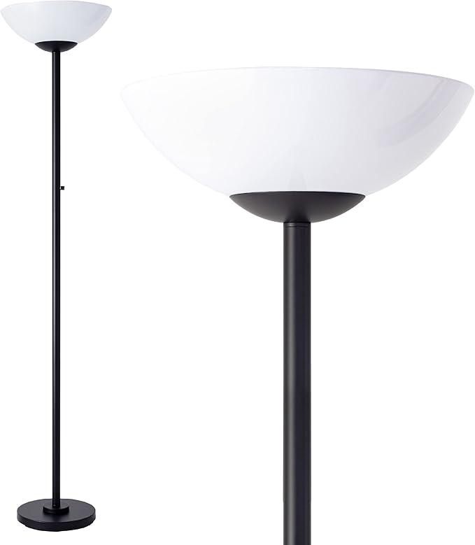Super Bright Floor Lamp 8000LUMEN - DIMMABLE 30K Energy-Efficient Standing Lamp with Cement Base - for Living Room and Bedroom - Matte Finish, Modern and Elegant Design (Black)