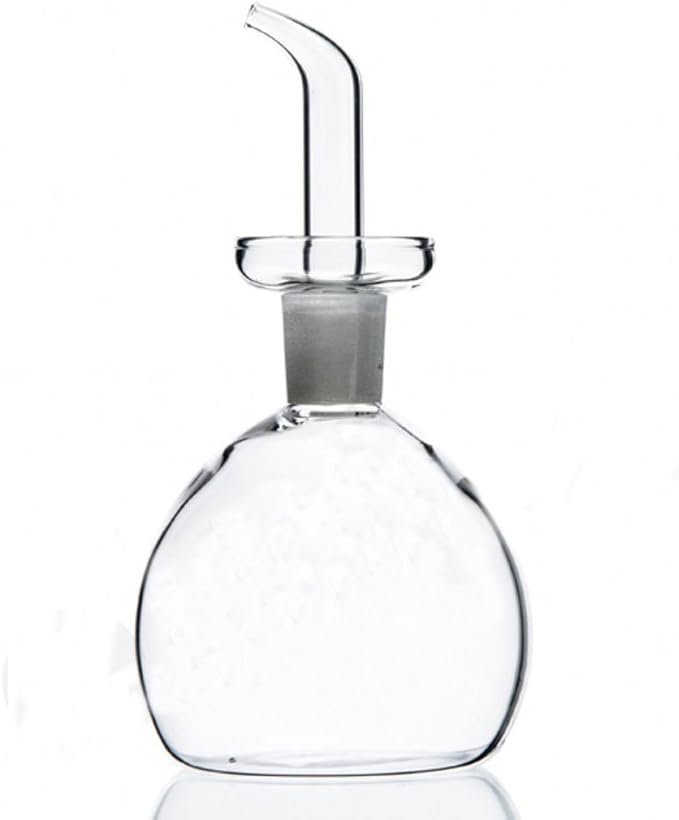 ELETON Cylindrical 8 oz Olive Oil Dispenser Bottle Glass with No Drip Spout -Olive Oil & Vinegar Dispenser Glass Cruet Decanter- Glassware Seal Handicraft Easy Clean Drip Free Bottles for Kitchen