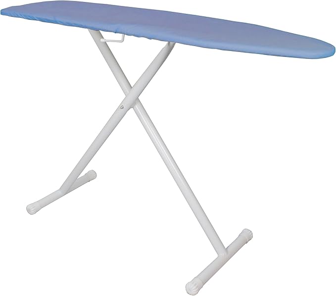 54" Full-Size Adjustable Ironing Board w/Thick Pad Cover, Leg Locking System, Foldable and Collapsible, Heavy-Duty Alloy Steel Construction, Space Saving Design - Blue