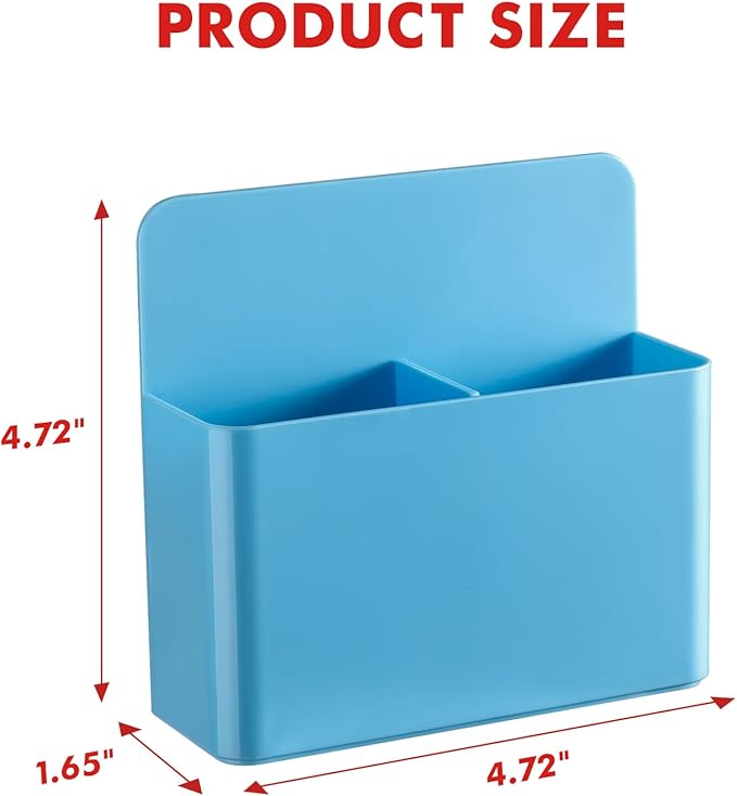 BEYGORM 2 Pack Plastics Magnetic Pen Holder for Refrigerator, Dry Erase Marker Holder for Whiteboard，Magnet School Locker Organizer Accessories, Pencil Cup, Pen Caddy, Classroom Organization(Blue)