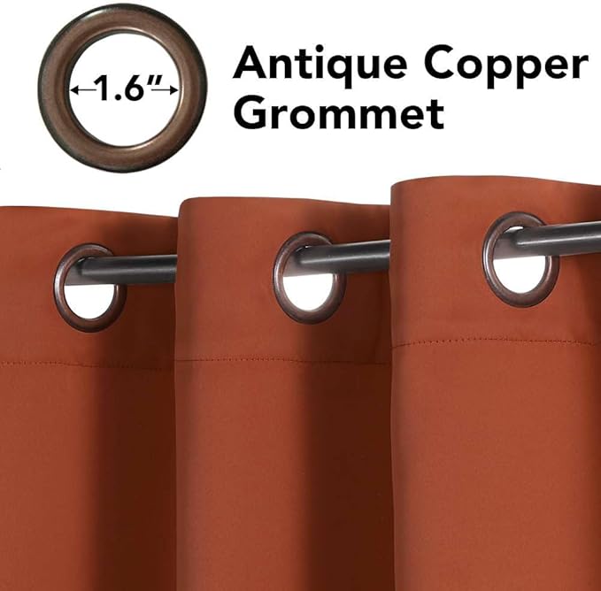 H.VERSAILTEX Thermal Insulated Blackout Window Panels Microfiber Formaldehyde-Free Kids Curtains for Holiday Season Home Decoration,Grommet Top,52 by 96 - Inch - Orange - Set of 2