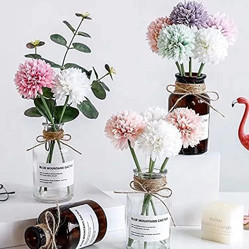Kimura's Cabin 20Pcs Fake White Flowers Artificial Chrysanthemums Ball Flower Faux Silk Mums Flowers for Wedding Party Home Kitchen Table Core Decoration DIY Bouquets (White)