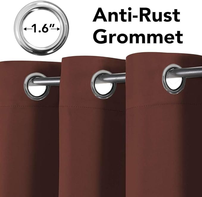 H.VERSAILTEX Thermal Insulated Blackout Window Panels Microfiber Formaldehyde-Free Kids Curtains for Holiday Season Home Decoration,Grommet Top,52 by 96 - Inch - Rust - Set of 2