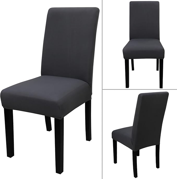 JQinHome Dining Chair Covers Dining Room Chair Slipcovers,High Stretch Removable Washable Parsons Chair Slipcover for Home Party Hotel Wedding Ceremony (Grey)