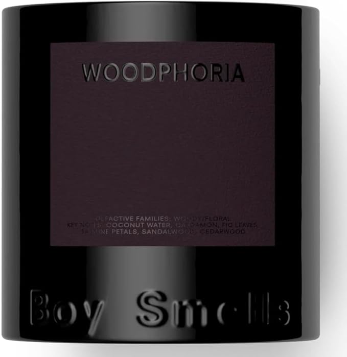 Boy Smells - Woodphoria Scented Candles for Men and Women - 8.5 oz - Soy, Coconut Wax Candle Blend - Aromatic Candles for Home with Fig, Sandalwood and Jasmine - 50-Hour Burn - Cotton Wick