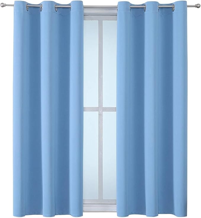 ChrisDowa Grommet Room Darkening Curtains for Bedroom and Living Room - 2 Panels Set Thermal Insulated Blackout Curtains (Sky Blue, 38W x 54L)