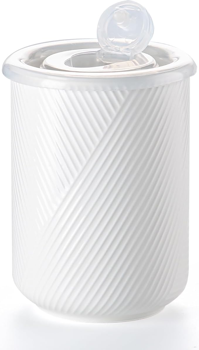 Food Storage Containers with Airtight Lids: Ceramic Canister Sets for Kitchen Countertop - Porcelain Jar for Coffee Tea Flour Sugar Rice Cookies Candy - White (42 oz)