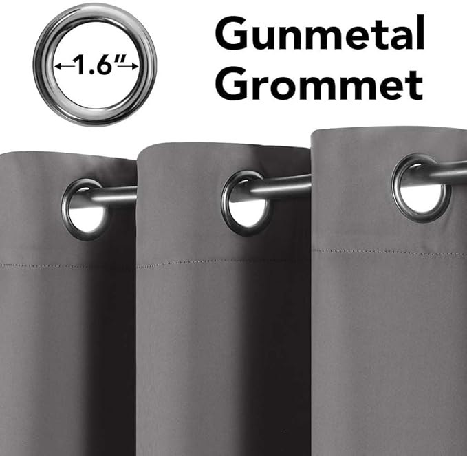 H.VERSAILTEX Blackout Grey Curtains for Bedroom/Living Room, 52" Wide x 63" Long Each Panel,Grommet Top (Set of 2 Panels)