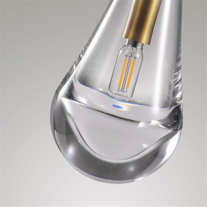 Raindrop Pendant Lights 2 Pack, Pendant Lights for Kitchen Island, Brass Rod Dining Room Light Fixture, Raindrop Chandelier, Pendant Lights for Living Room Hallway, Including Bulb