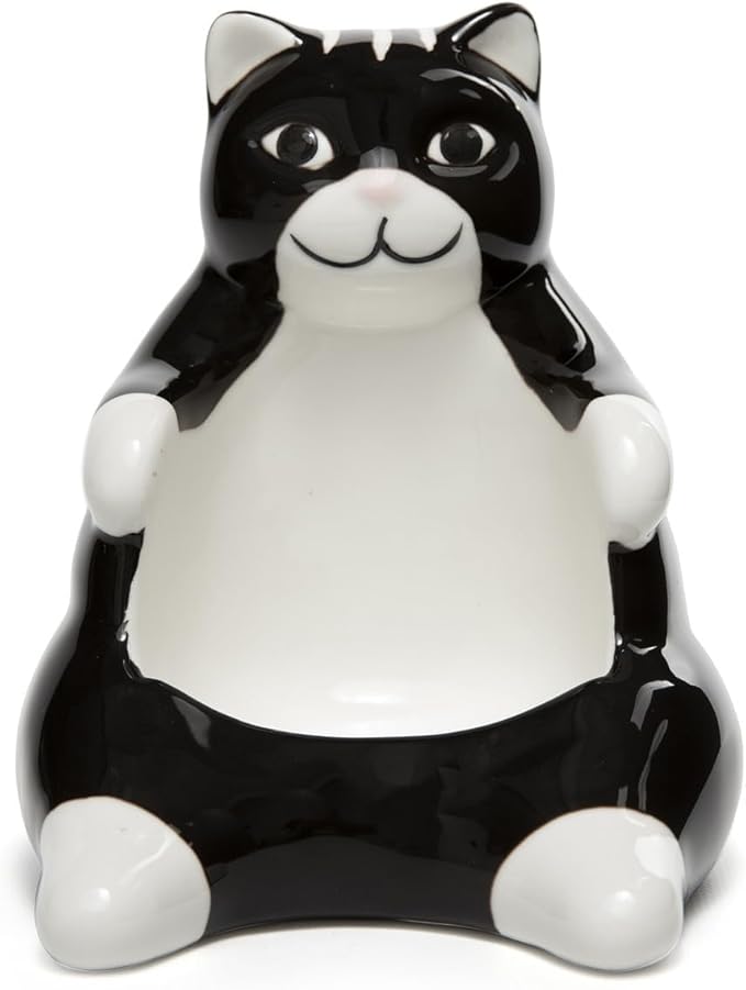 Ceramic Lazy Black Cat Home decor - Can be used as a candy dish, decorative bowl, tealight candle holder and jewelry tray | Unique Birthday gifts for Women, Mom, Grandma, Cat lover, Friend, Coworker