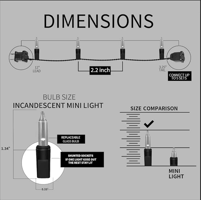 100LIGHTS RED Extra-Bright with End Connectors Christmas Decorative Lights 5.98m UL Certified Mini String Light Set Waterproof for Home Garden Holiday Christmas Tree Party Patio Decor Wedding